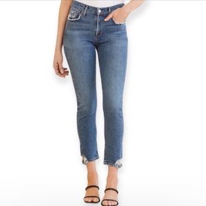 AGOLDE Toni Straight Ankle Distressed Medium Wash Jeans | size 28